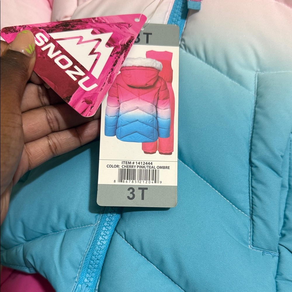 Snozu Kids Gradient Blue and Pink Jacket & Pants Set - Picture 2 of 4